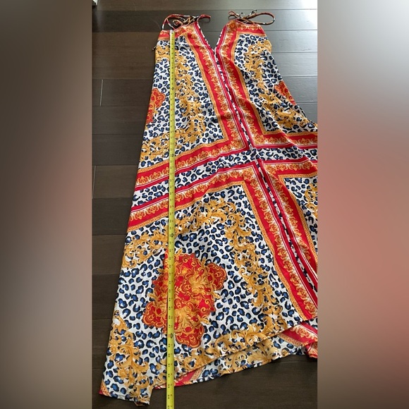 Fashion Nova Red and Gold Sundress Sleeveless V-Neck - Picture 7 of 7